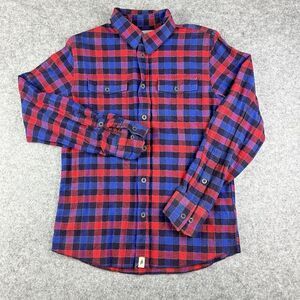 Altamont Flannel Shirt Mens Small Blue Red Slim Skater Plaid Button Long Sleeve*